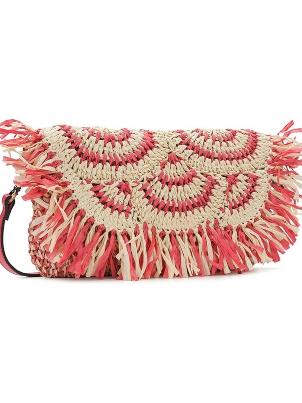 Patricia Nash Coral & Cream Woven Fringe Clutch Loulia Crossbody Clutch